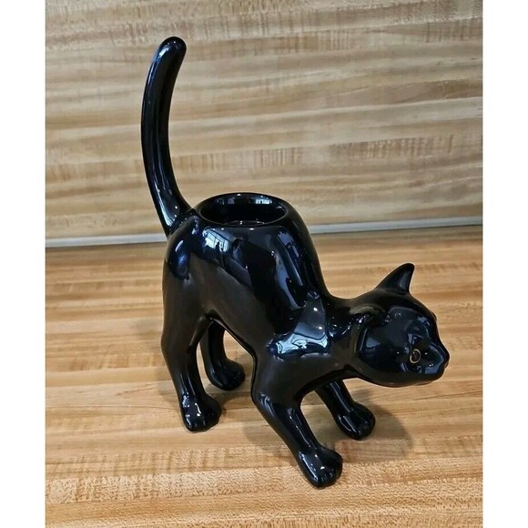 PARTYLITE Black Cat Ceramic Tealight Candle Holder Display Use Only - Picture 4 of 9